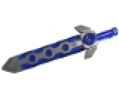 Minifigure, Weapon Sword, Long with Molded Flexible Rubber Flat Silver Tip and Angular Crossguard Pattern