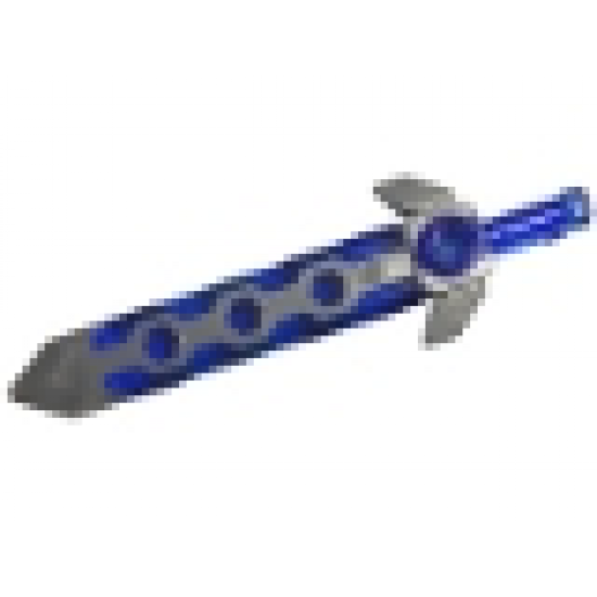 Minifigure, Weapon Sword, Long with Molded Flexible Rubber Flat Silver Tip and Angular Crossguard Pattern