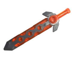 Minifigure, Weapon Sword, Long with Molded Flexible Rubber Flat Silver Tip and Angular Crossguard Pattern