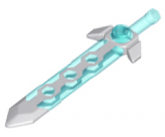 Minifigure, Weapon Sword, Long with Molded Flexible Rubber Light Bluish Gray Tip and Angular Crossguard Pattern