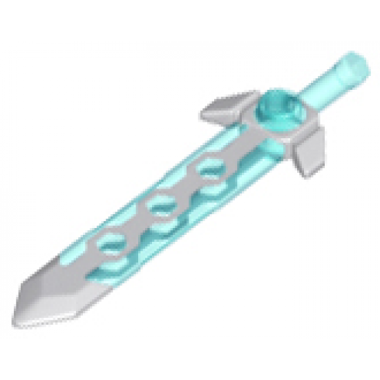 Minifigure, Weapon Sword, Long with Molded Flexible Rubber Light Bluish Gray Tip and Angular Crossguard Pattern