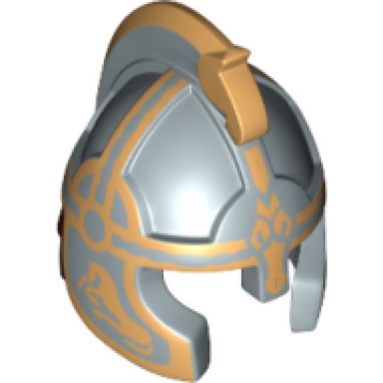 Minifigure, Headgear Helmet Castle with Cheek Protection and Comb with Gold Trim Pattern (Eomer)