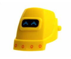Minifigure, Headgear Helmet Welding with Dark Azure Pixelated Eyes, Orange Rivets Pattern
