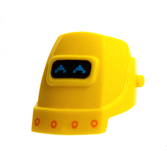 Minifigure, Headgear Helmet Welding with Dark Azure Pixelated Eyes, Orange Rivets Pattern