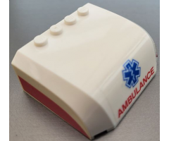 Windscreen 5 x 6 x 2 Curved Top Canopy with 4 Studs with Blue EMT Star of Life and Red 'AMBULANCE' and Stripes Pattern (Stickers) - Set 60204