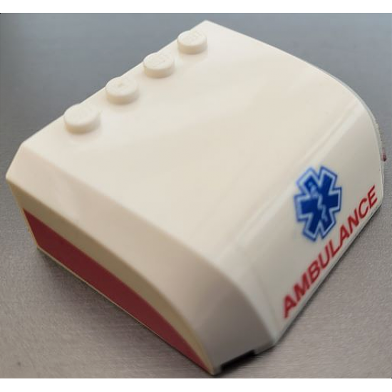 Windscreen 5 x 6 x 2 Curved Top Canopy with 4 Studs with Blue EMT Star of Life and Red 'AMBULANCE' and Stripes Pattern (Stickers) - Set 60204