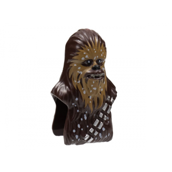 Minifigure, Head, Modified SW Wookiee, Chewbacca with Medium Nougat Face Fur, White Snow Spots Pattern