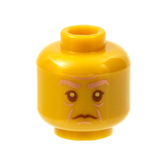 Minifigure, Head Copper Eyebrows and Age Lines, Reddish Brown Eyes and Mouth Pattern - Hollow Stud