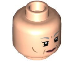 Minifigure, Head Dual Sided Female, Light Bluish Gray Eyebrows, Cheek Lines, Pink Lips, Neutral / Smile and Yellow Glasses Pattern - Hollow Stud