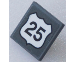 Road Sign 2 x 2 Square with Open O Clip with Black Route Number 25 Pattern (Sticker) - Set 76057