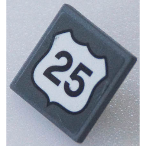 Road Sign 2 x 2 Square with Open O Clip with Black Route Number 25 Pattern (Sticker) - Set 76057