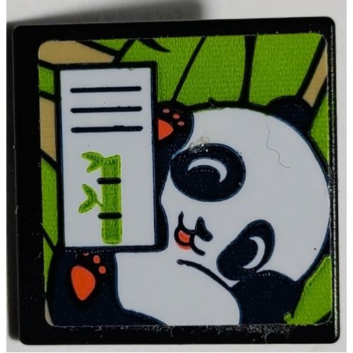 Road Sign 2 x 2 Square with Open O Clip with Baby Panda Pattern (Sticker) - Set 41422