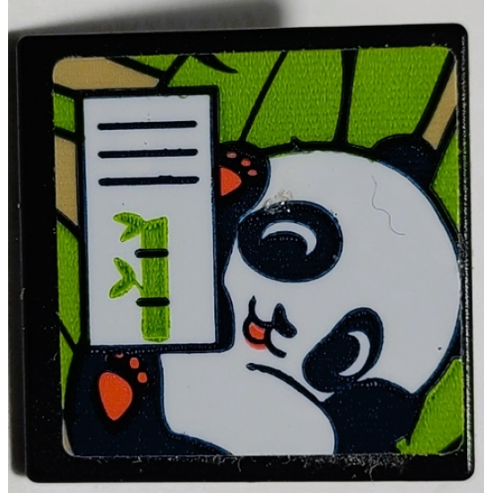 Road Sign 2 x 2 Square with Open O Clip with Baby Panda Pattern (Sticker) - Set 41422