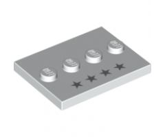 Tile, Modified 3 x 4 with 4 Studs in Center with 4 Silver Stars Pattern