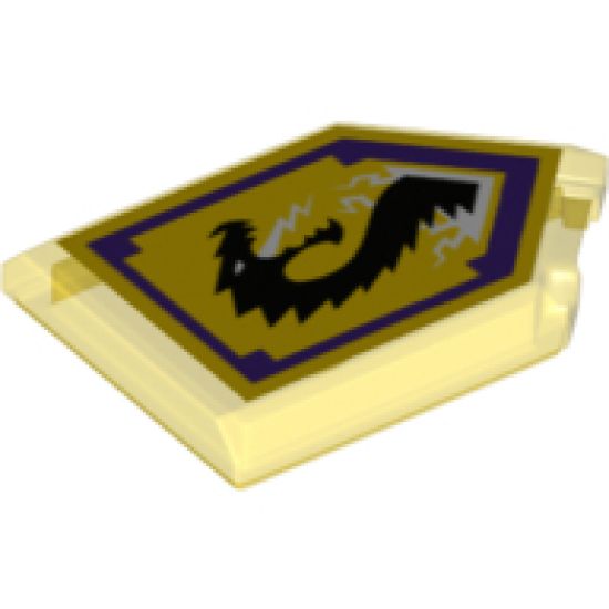 Tile, Modified 2 x 3 Pentagonal with Nexo Power Shield Pattern - Storm Dragon