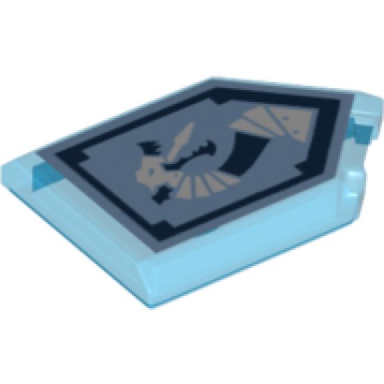 Tile, Modified 2 x 3 Pentagonal with Nexo Power Shield Pattern - Iron Dragon