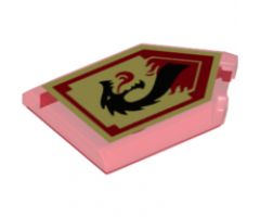 Tile, Modified 2 x 3 Pentagonal with Nexo Power Shield Pattern - Lava Dragon
