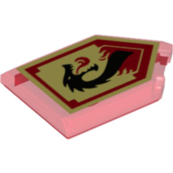 Tile, Modified 2 x 3 Pentagonal with Nexo Power Shield Pattern - Lava Dragon