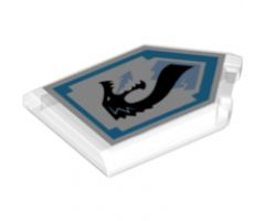 Tile, Modified 2 x 3 Pentagonal with Nexo Power Shield Pattern - Ice Dragon