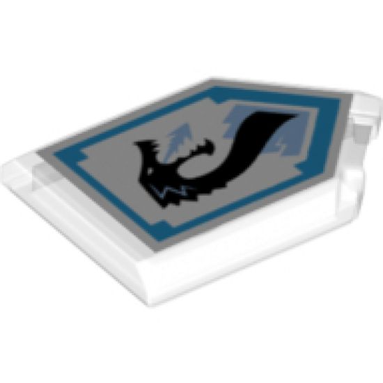 Tile, Modified 2 x 3 Pentagonal with Nexo Power Shield Pattern - Ice Dragon