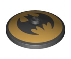 Dish 4 x 4 Inverted (Radar) with Solid Stud with Black Bat on Gold Background Batman Logo (Bat Signal) Pattern