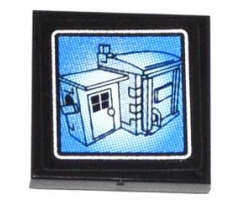 Tile 2 x 2 with Surveillance Screen Garage Pattern (Sticker) - Set 60044