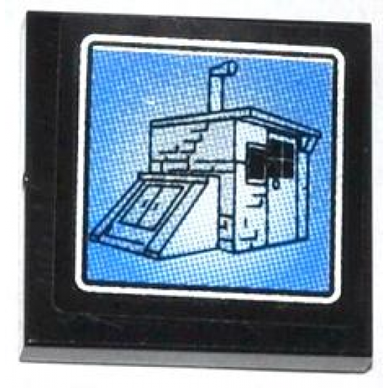 Tile 2 x 2 with Shed with Basement on Surveillance Screen Pattern (Sticker) - Set 60044