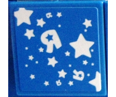 Tile 2 x 2 with White Stars and Backwards Capital Letter R Pattern (Sticker) - Set 7848