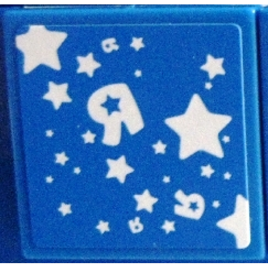 Tile 2 x 2 with White Stars and Backwards Capital Letter R Pattern (Sticker) - Set 7848