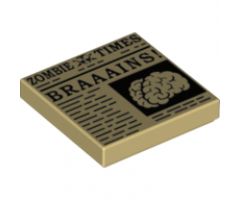 Tile 2 x 2 with Newspaper 'ZOMBIE TIMES' and 'BRAAAINS!' Pattern