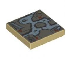 Tile 2 x 2 with Map Cave, Tree, House, Waterfall Pattern