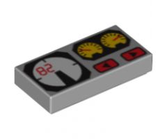 Tile 1 x 2 with Red 82, Yellow and White Gauges Pattern