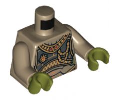 Torso SW Elaborate Golden Geonosian Armor Pattern / Dark Tan Arms / Olive Green Hands