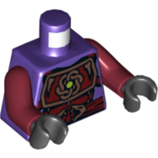 Torso Ninjago Copper and Dark Red Samurai Armor, Snake Heads Belt Buckle and Shuriken and Vials on Reverse Pattern / Dark Red Arms / Black Hands
