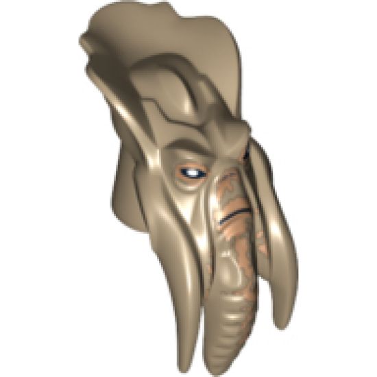 Minifigure, Head, Modified SW Geonosian Poggle the Lesser with Black Eyes, Nose and Mouth Pattern