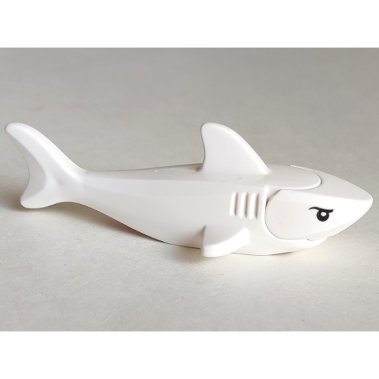 Shark with Rounded Nose and Debossed Gills with Black Eyes and White Partial Circle Pupils Pattern
