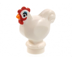 Chicken with Black Eyes, Red Comb and Wattle, Orange Beak, Medium Blue Eye Shadow Pattern (Camilla)