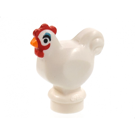 Chicken with Black Eyes, Red Comb and Wattle, Orange Beak, Medium Blue Eye Shadow Pattern (Camilla)