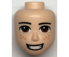 Mini Doll, Head Friends Male Large with Reddish Brown Eyes, Freckles, Smiling with Teeth Pattern