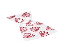 Minifigure, Body Wear Cape Cloth, Rounded Bottom and Straight Collar, Red Flowers Pattern, Traditional Starched Fabric