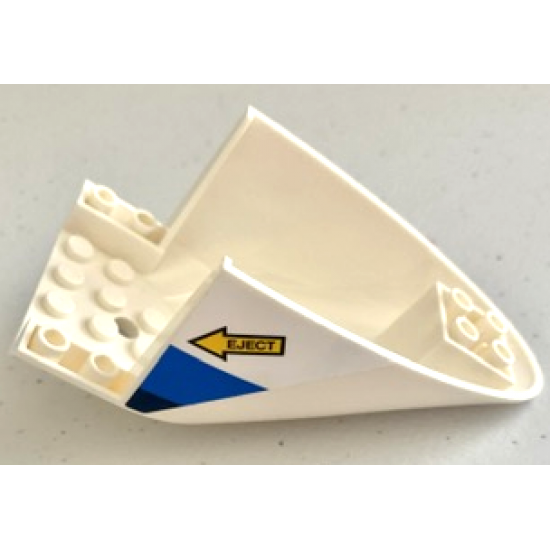 Aircraft Fuselage Aft Section Curved Bottom 6 x 10 with Blue and Dark Blue Stripes and Yellow Arrow with 'EJECT' Pattern on Both Sides (Stickers) - Set 60210
