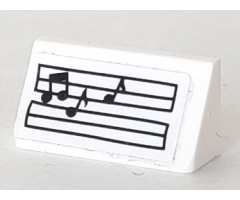 Slope 30 1 x 2 x 2/3 with Music Notes / Musical Score Pattern (Sticker) - Set 71006