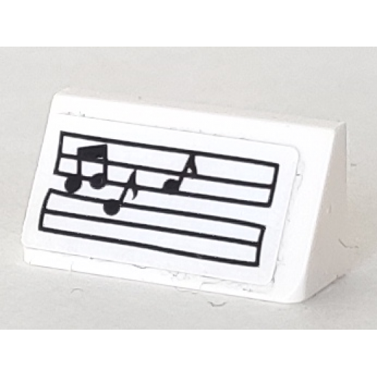 Slope 30 1 x 2 x 2/3 with Music Notes / Musical Score Pattern (Sticker) - Set 71006