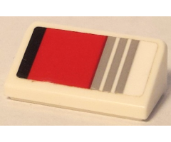 Slope 30 1 x 2 x 2/3 with Black and Light Bluish Gray Lines and Red Stripe Pattern Model Right Side (Sticker) - Set 75888