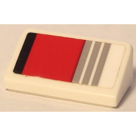 Slope 30 1 x 2 x 2/3 with Black and Light Bluish Gray Lines and Red Stripe Pattern Model Right Side (Sticker) - Set 75888