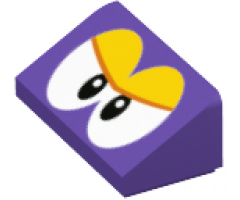 Slope 30 1 x 2 x 2/3 with White Eyes and Yellow Eyelids Pattern (Scuttlebug)
