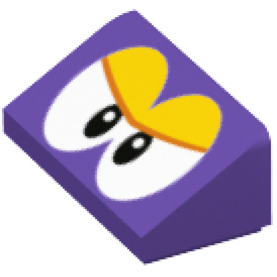 Slope 30 1 x 2 x 2/3 with White Eyes and Yellow Eyelids Pattern (Scuttlebug)
