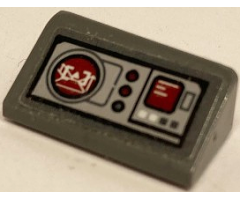 Slope 30 1 x 2 x 2/3 with Light Bluish Gray and Dark Red Control Panel with A-Wing Flight Mode, Buttons, and Screen Pattern (Sticker) - Set 75175