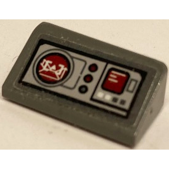 Slope 30 1 x 2 x 2/3 with Light Bluish Gray and Dark Red Control Panel with A-Wing Flight Mode, Buttons, and Screen Pattern (Sticker) - Set 75175