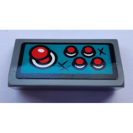 Slope 30 1 x 2 x 2/3 with 4 Red Buttons and Joystick Pattern (Sticker) - Set 80012